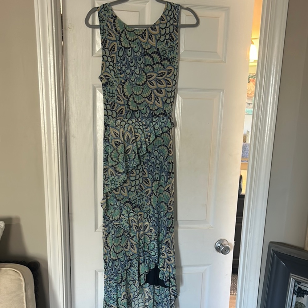 Elegant Patterned High Low Dress